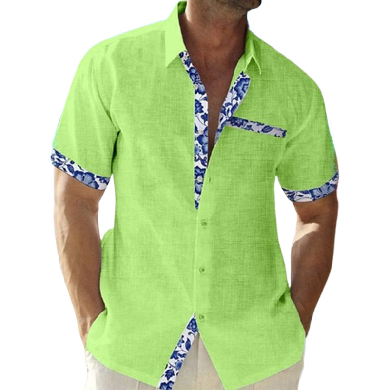 Chemises à Boutons Décontractées en Coton et Lin pour Hommes