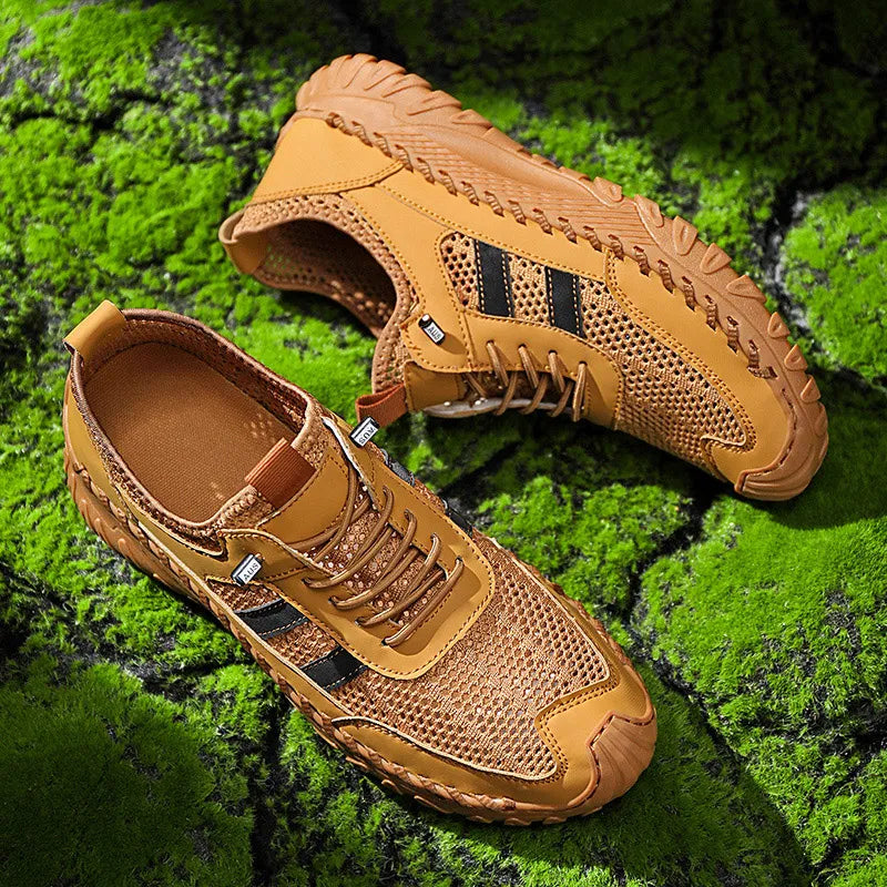 Chaussures de randonnée orthopédiques à enfiler en cuir pour homme