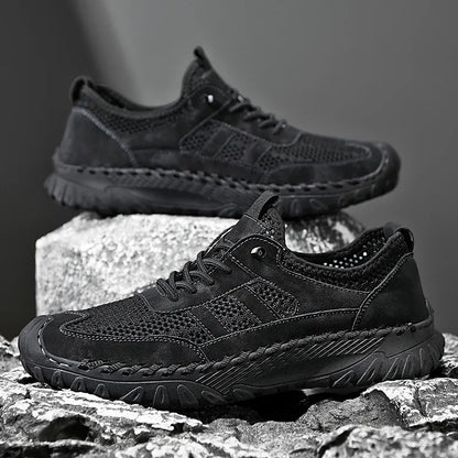 Chaussures de randonnée orthopédiques à enfiler en cuir pour homme