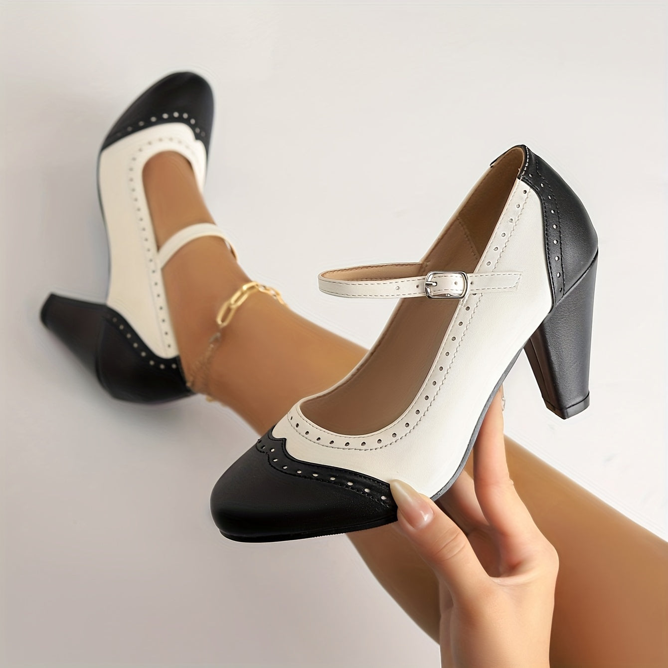 Amy™ | Escarpins bicolores élégants à talon confortable