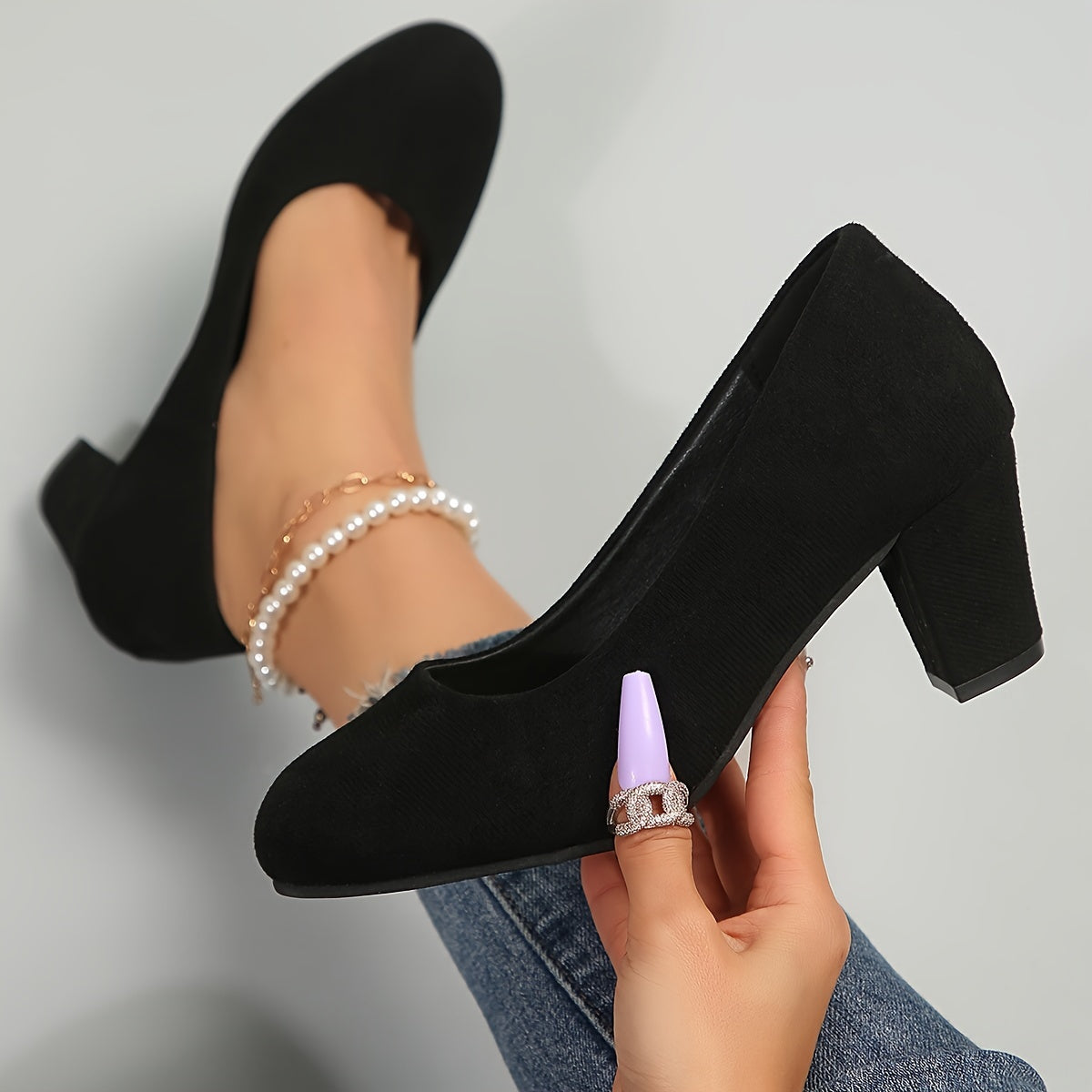 Laure™ – Escarpins à bout large et talon stable pour un confort sans douleur