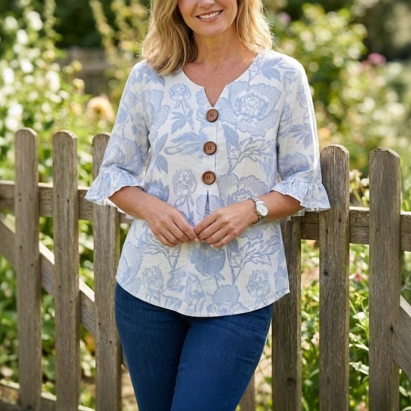 Blouse Vintage À Imprimé Floral