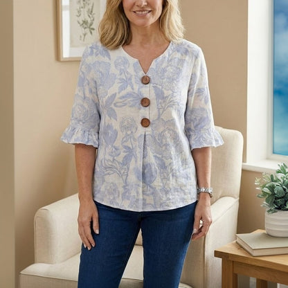 Blouse Vintage À Imprimé Floral