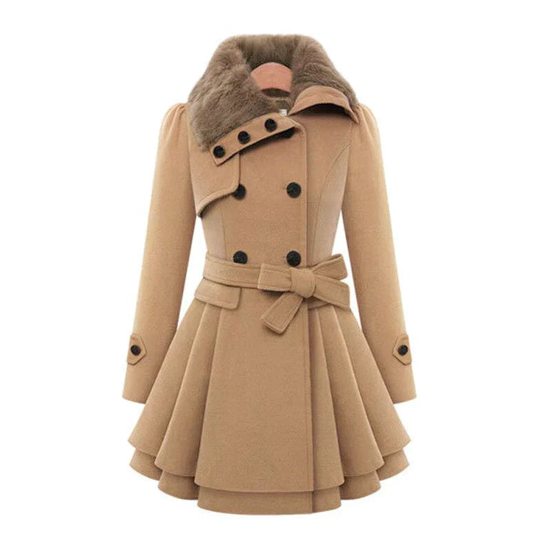 Lucie | Trench-coat élégant avec fourrure végane