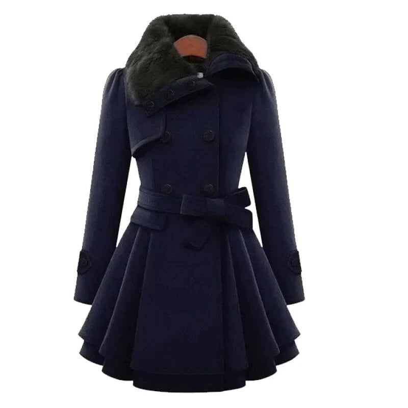 Lucie | Trench-coat élégant avec fourrure végane