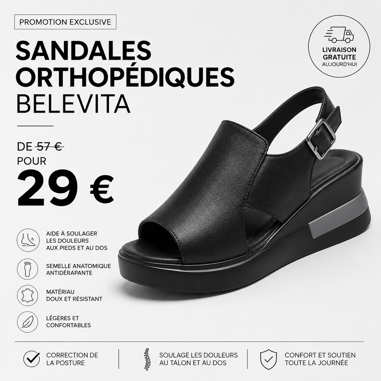 Sandales Orthopédiques Belevita – Design ergonomique et élégant