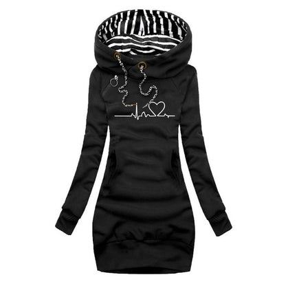 Maryline | Robe Pull Imprimée Battement de Cœur