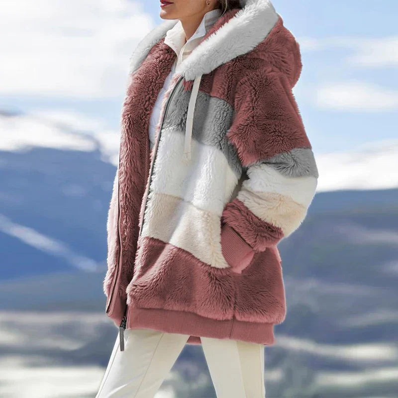 Amber - manteau rayé pour femme pour l'hiver