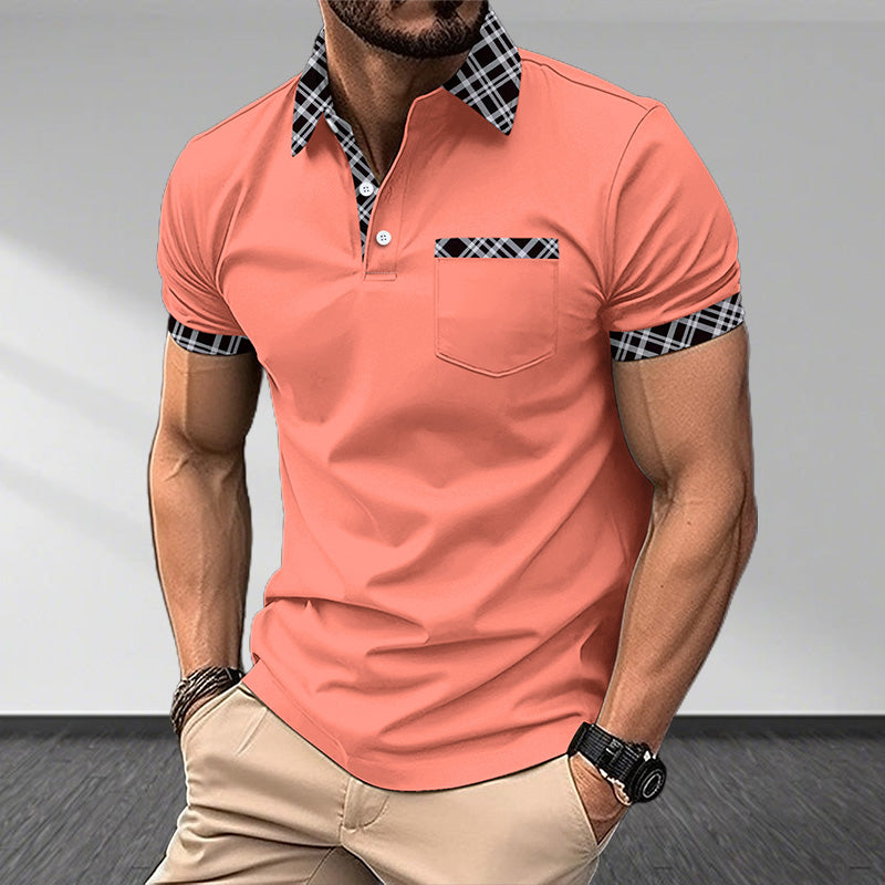 Chemise d'été à revers et blocage des couleurs pour hommes