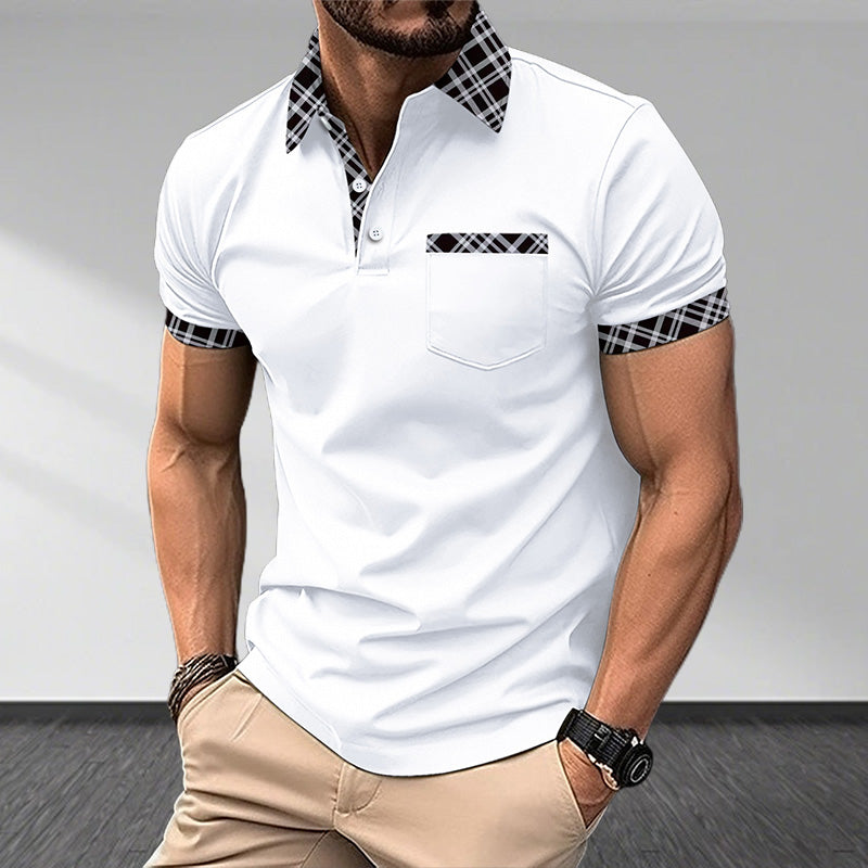 Chemise d'été à revers et blocage des couleurs pour hommes