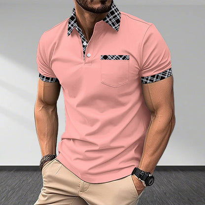 Chemise d'été à revers et blocage des couleurs pour hommes