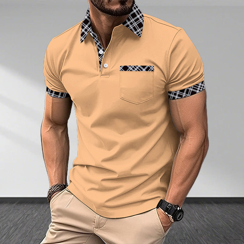 Chemise d'été à revers et blocage des couleurs pour hommes
