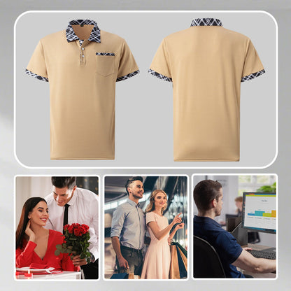Chemise d'été à revers et blocage des couleurs pour hommes