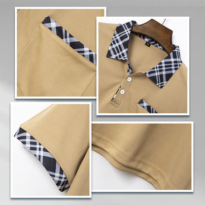 Chemise d'été à revers et blocage des couleurs pour hommes