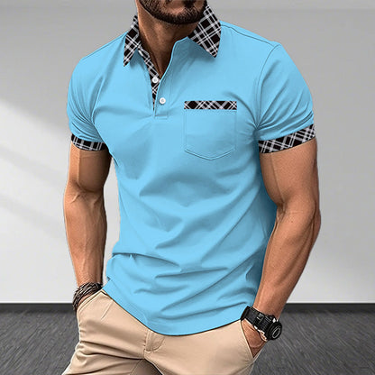 Chemise d'été à revers et blocage des couleurs pour hommes