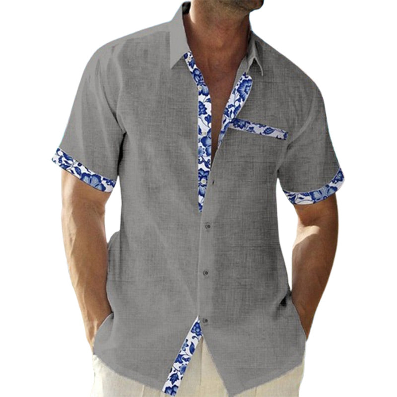 Chemises à Boutons Décontractées en Coton et Lin pour Hommes