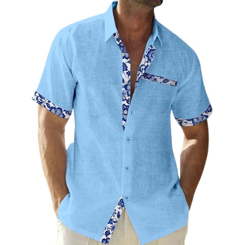 Chemises à Boutons Décontractées en Coton et Lin pour Hommes