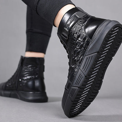 Bottes de neige en similicuir imperméable et chaud pour hommes