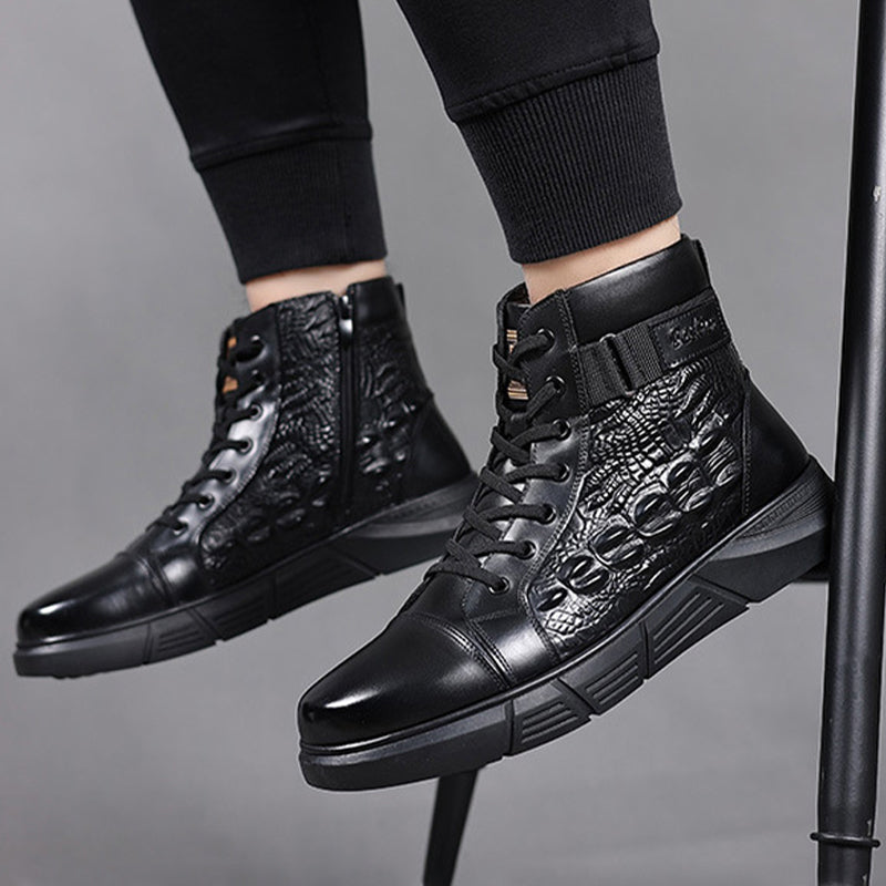 Bottes de neige en similicuir imperméable et chaud pour hommes