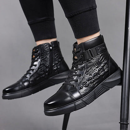 Bottes de neige en similicuir imperméable et chaud pour hommes