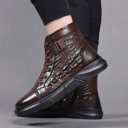 Bottes de neige en similicuir imperméable et chaud pour hommes