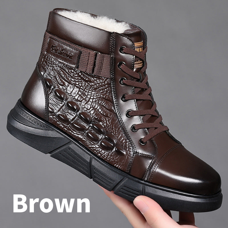 Bottes de neige en similicuir imperméable et chaud pour hommes