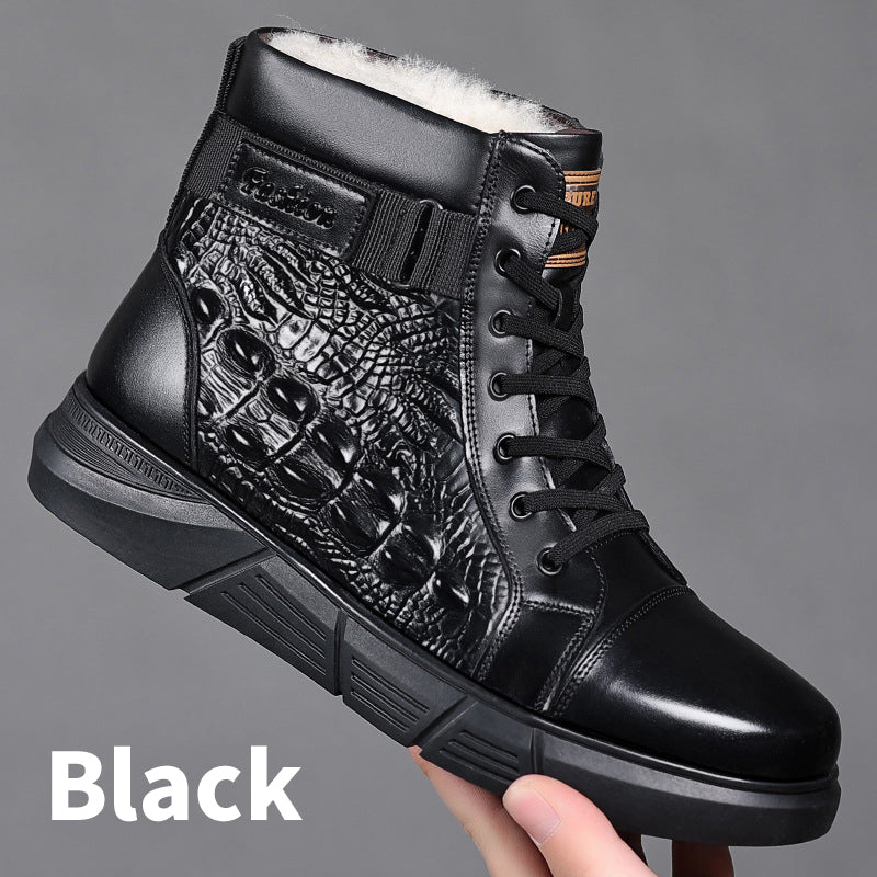 Bottes de neige en similicuir imperméable et chaud pour hommes