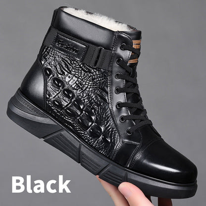 Bottes de neige en similicuir imperméable et chaud pour hommes