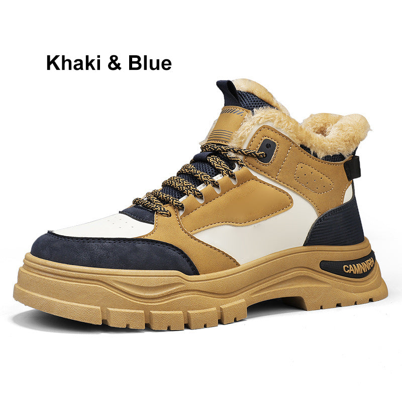 Bottes de Randonnée Isolées d'Hiver pour Hommes avec Doublure en Peluche
