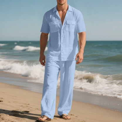 Ensemble 2 pièces chemise boutonnée et pantalon pour hommes