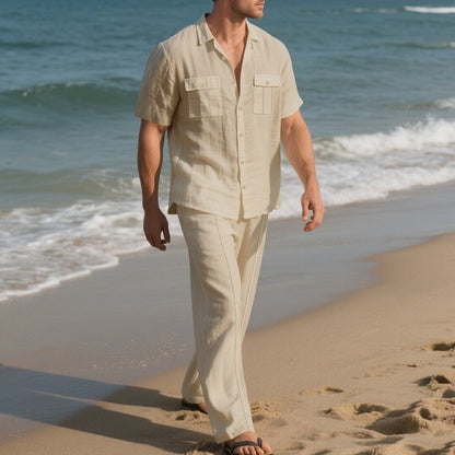 Ensemble 2 pièces chemise boutonnée et pantalon pour hommes