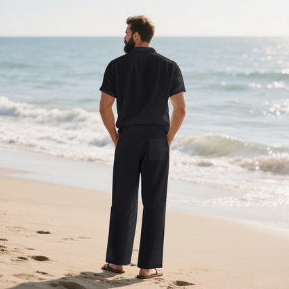 Ensemble 2 pièces chemise boutonnée et pantalon pour hommes