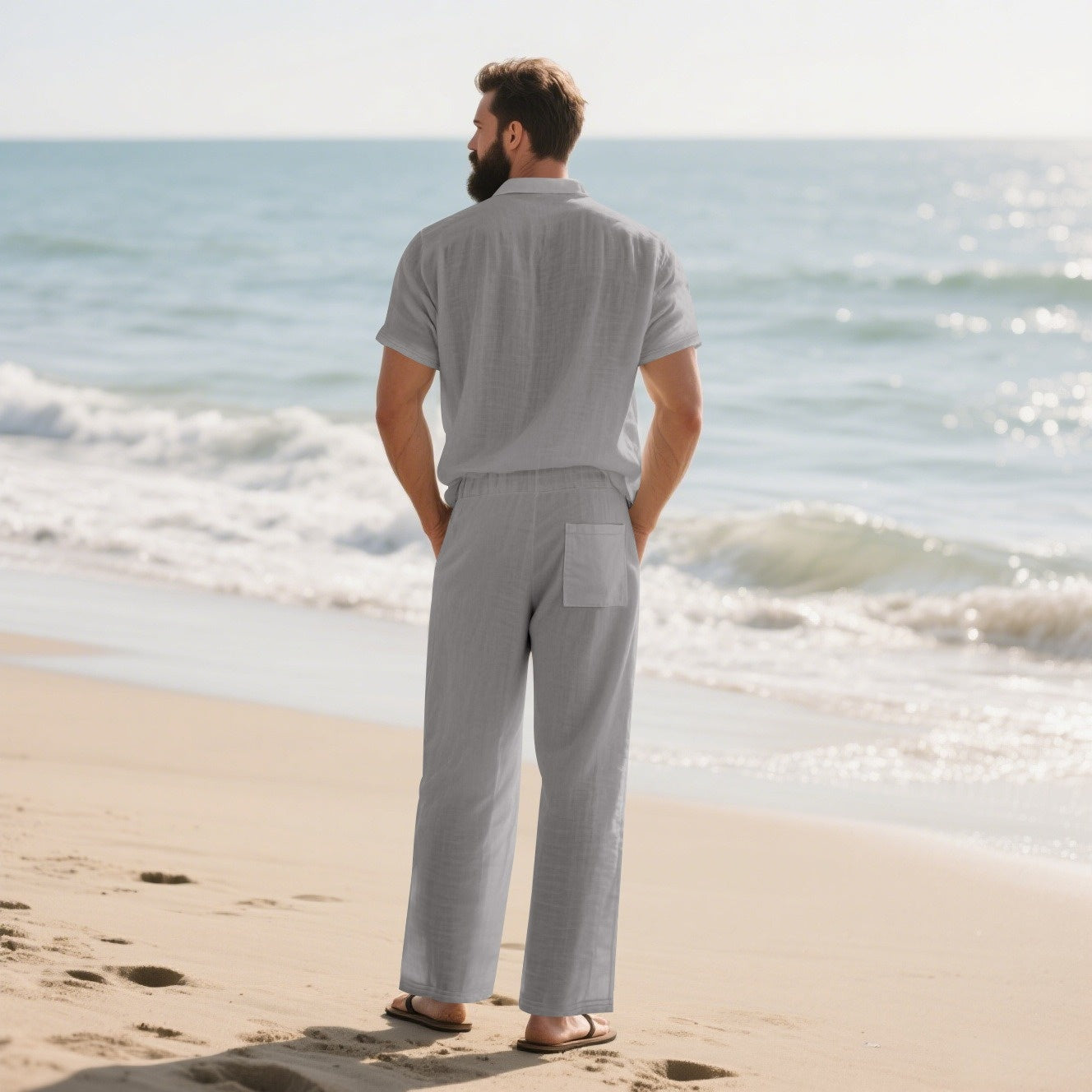 Ensemble 2 pièces chemise boutonnée et pantalon pour hommes