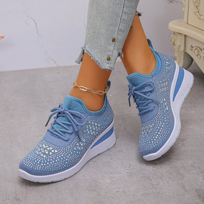 🔥🔥Dernier jour de promotion, profitez de 50 % de réduction🔥 Chaussures de sport orthopédiques respirantes pour femmes, style décontracté et tendance, ornées de strass incrustés.