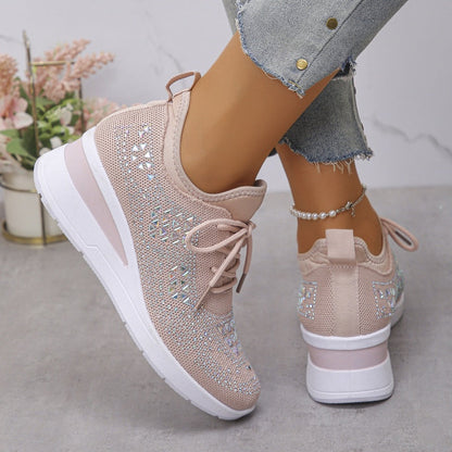 🔥🔥Dernier jour de promotion, profitez de 50 % de réduction🔥 Chaussures de sport orthopédiques respirantes pour femmes, style décontracté et tendance, ornées de strass incrustés.