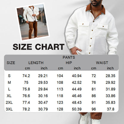 Chemise pour homme à manches longues et revers ＆ Pantalon Ensemble 2 pièces